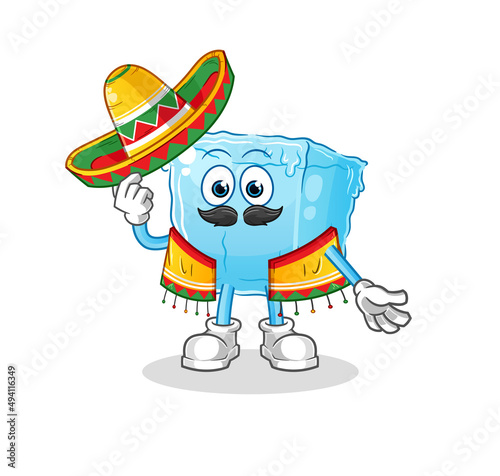 ice cube Mexican culture and flag. cartoon mascot vector © dataimasu