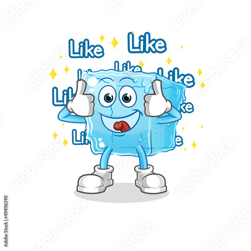 ice cube give lots of likes. cartoon vector