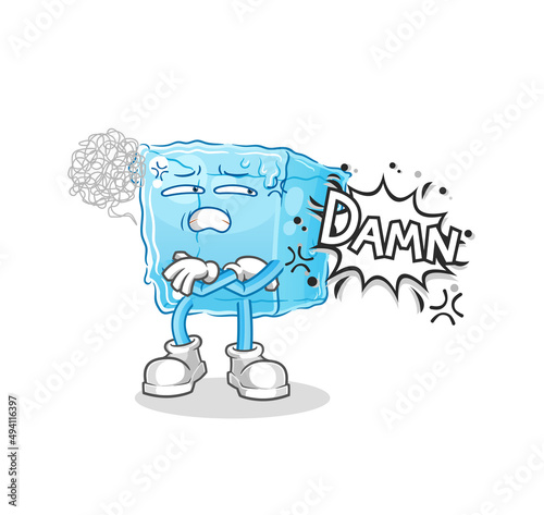 ice cube very pissed off illustration. character vector
