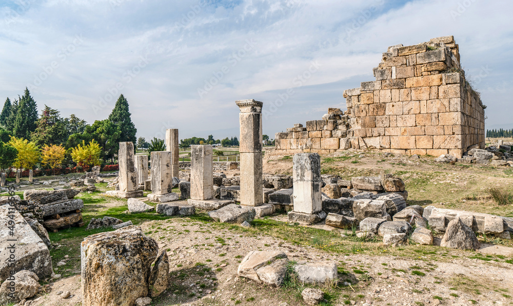 The temple ruins of the ancient city of Hierapolis