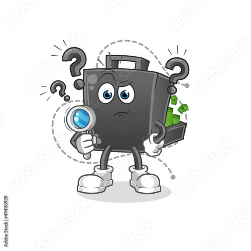 money briefcase searching illustration. character vector