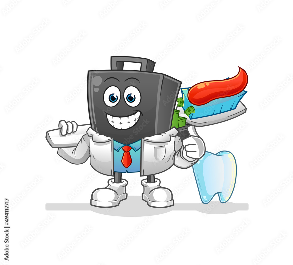 money briefcase dentist illustration. character vector