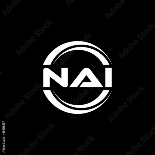 NAI letter logo design with black background in illustrator, vector logo modern alphabet font overlap style. calligraphy designs for logo, Poster, Invitation, etc.