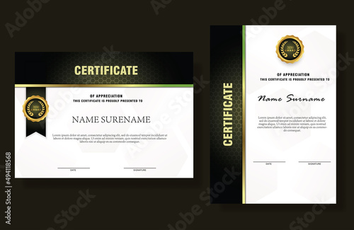 landscape and portrait certificate templates with realistic honey texture pattern