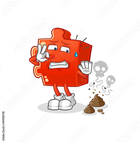 puzzle with stinky waste illustration. character vector