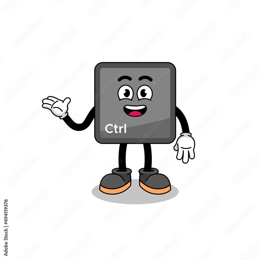 keyboard control button cartoon with welcome pose keyboard control button cartoon with welcome pose