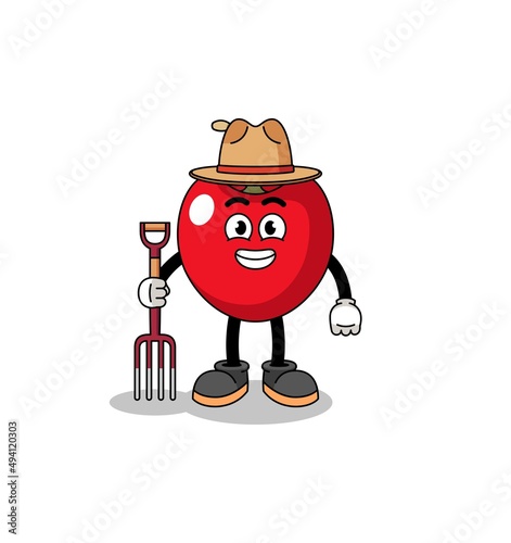 Cartoon mascot of cherry farmer