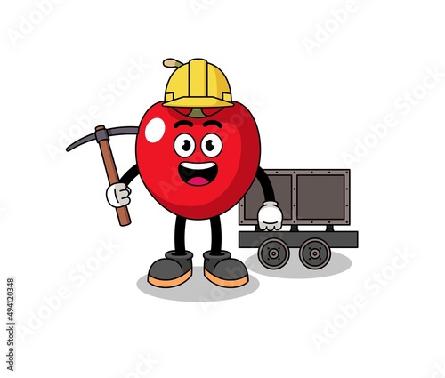 Mascot Illustration of cherry miner