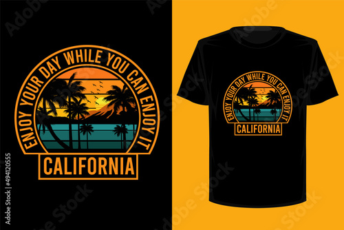 T shirt california retro vintage vector illustration