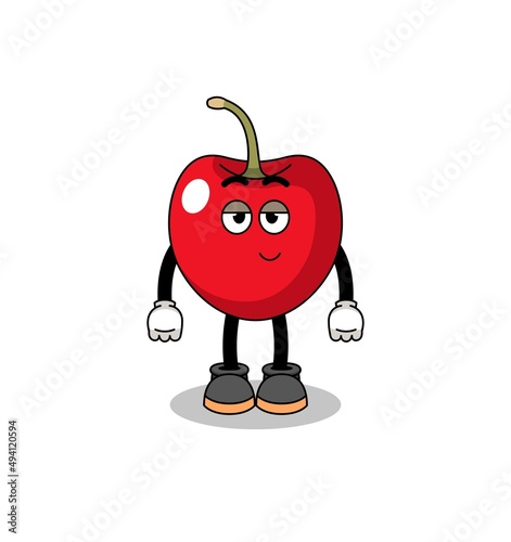 cherry cartoon couple with shy pose
