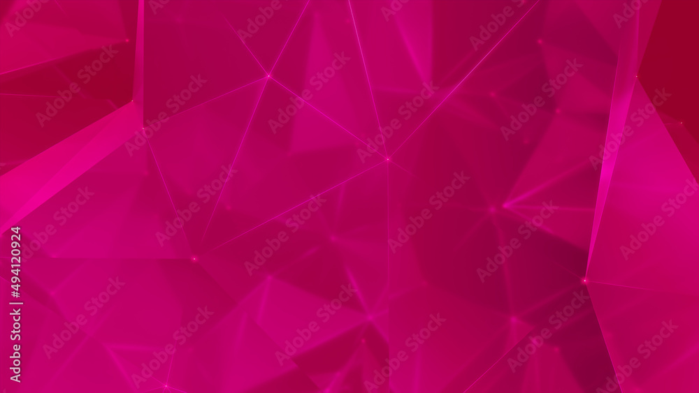 Digital Brain Neural Network. Machine Learning Concept. Pink Tech Background. 3D Render.