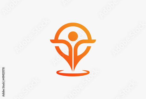 Pin people map location logo, people and pin location icon combination, usable for travel, brand and company logos, vector illustration