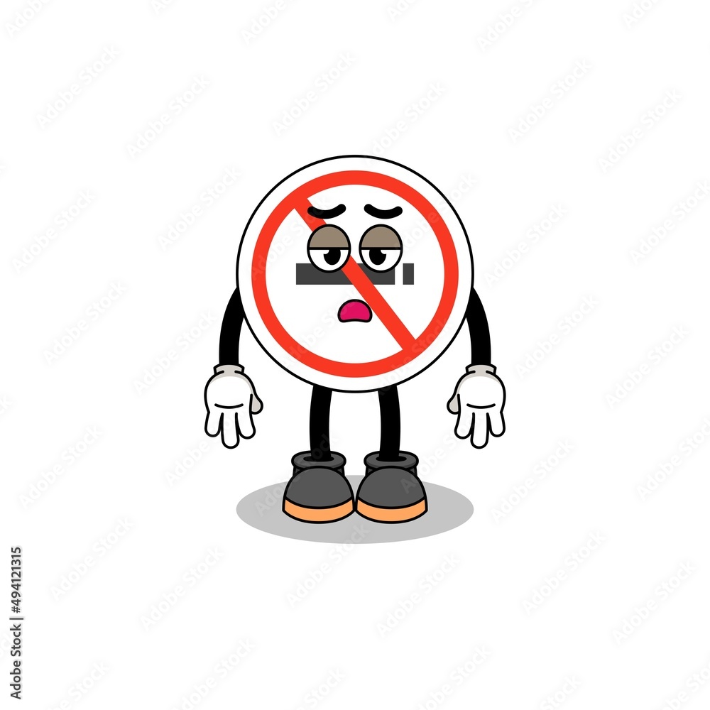 no smoking sign cartoon with fatigue gesture no smoking sign cartoon with fatigue gesture