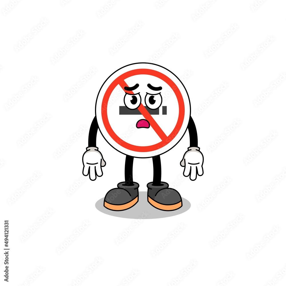 no smoking sign cartoon illustration with sad face no smoking sign cartoon illustration with sad face