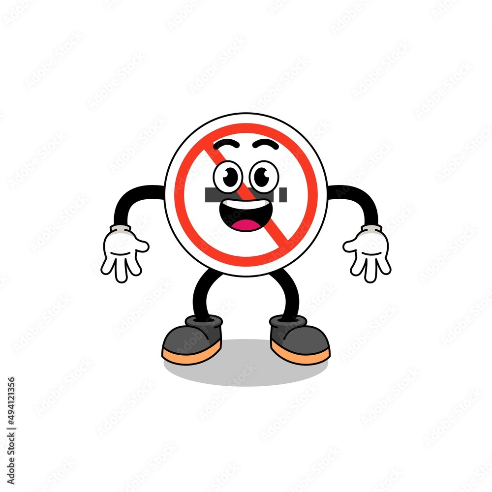 no smoking sign cartoon with surprised gesture no smoking sign cartoon with surprised gesture