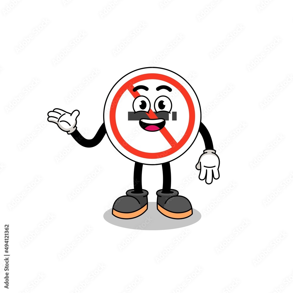 no smoking sign cartoon with welcome pose no smoking sign cartoon with welcome pose