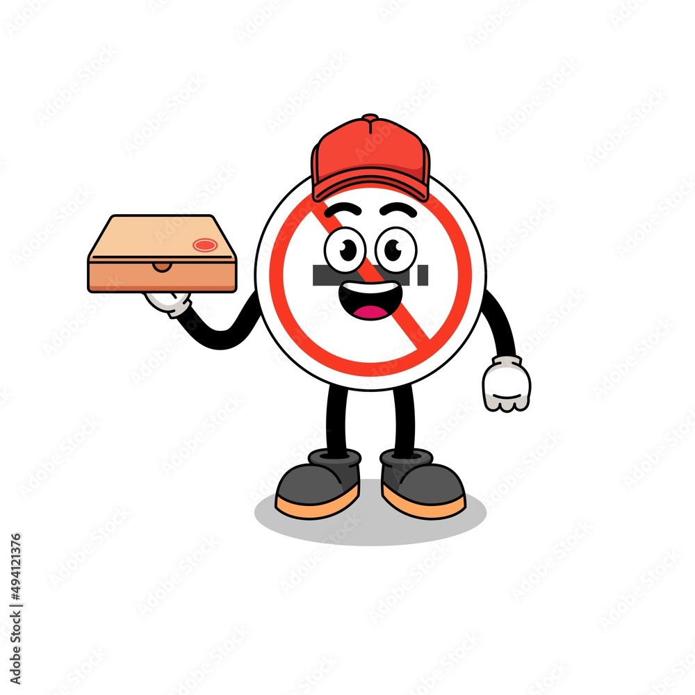 no smoking sign illustration as a pizza deliveryman no smoking sign illustration as a pizza deliveryman