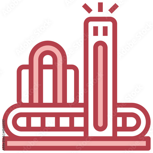 CONVEYOR red line icon,linear,outline,graphic,illustration