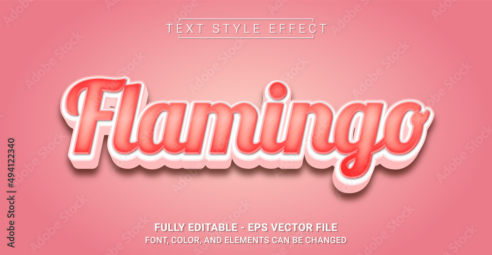 Flamingo Text Style Effect. Editable Graphic Text Template.