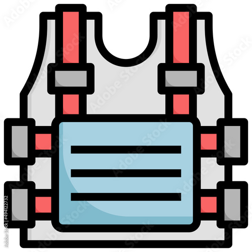 BULLETPROOF VEST filled outline icon,linear,outline,graphic,illustration