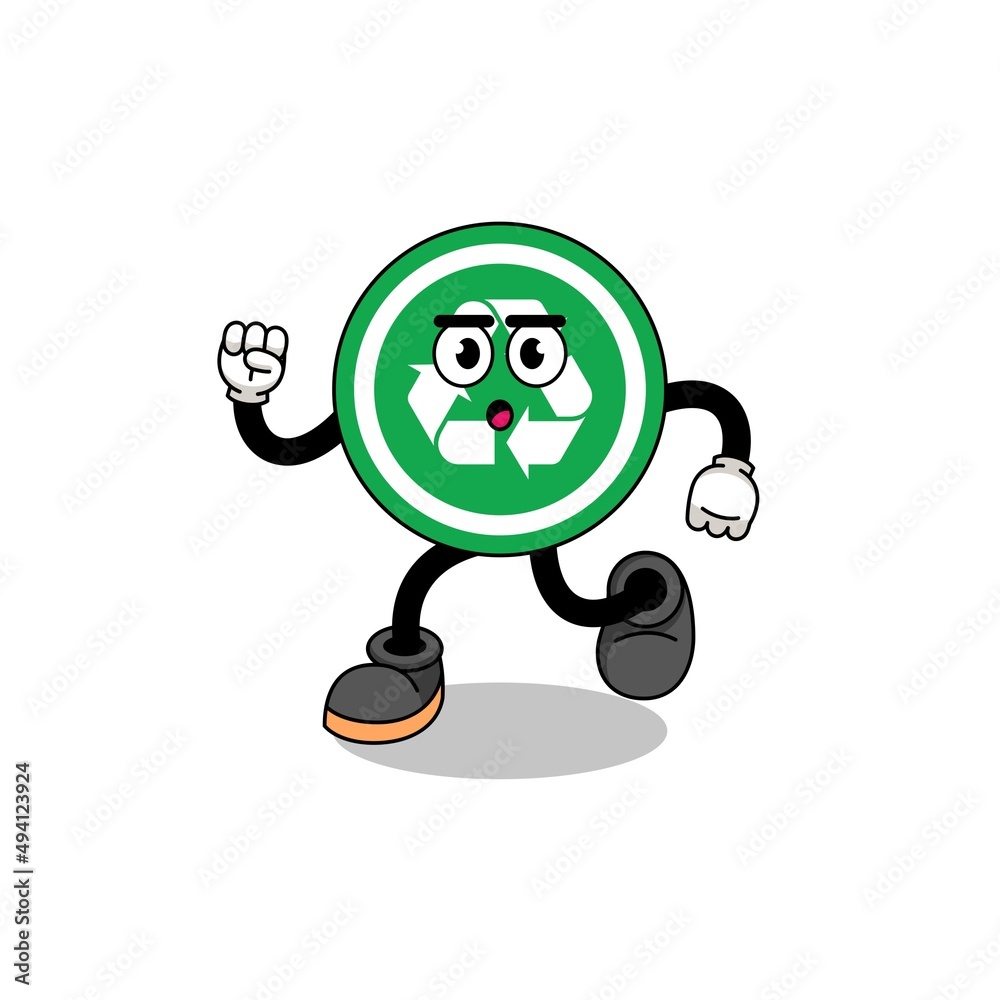 running recycle sign mascot illustration running recycle sign mascot illustration