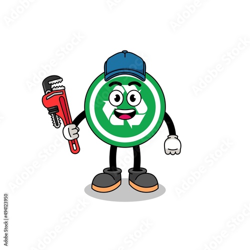 recycle sign illustration cartoon as a plumber © Ummu