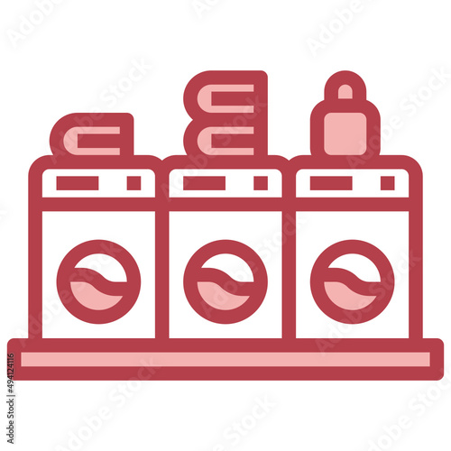 LAUNDROMAT red line icon,linear,outline,graphic,illustration