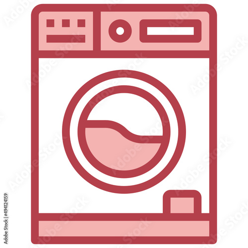 WASHING MACHINE red line icon,linear,outline,graphic,illustration