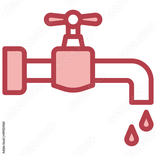 WATER TAP red line icon,linear,outline,graphic,illustration