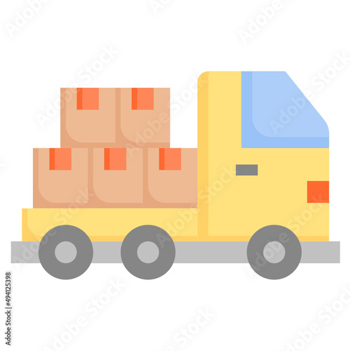 DELIVERY TRUCK flat icon,linear,outline,graphic,illustration