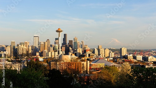 Seattle Skyline At Sunset © Nadia