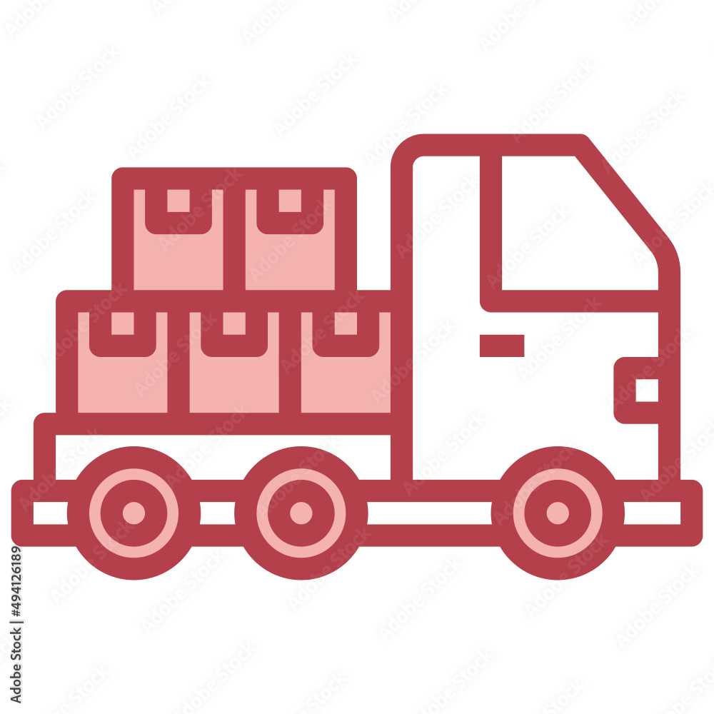DELIVERY TRUCK red line icon,linear,outline,graphic,illustration DELIVERY TRUCK red line icon,linear,outline,graphic,illustration