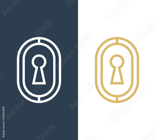 Keyhole logo design, lock symbol vector, line art style illustration