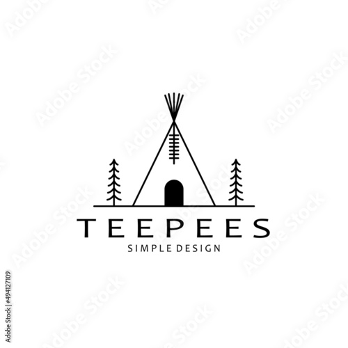 teepees logo design, vector monoline illustration