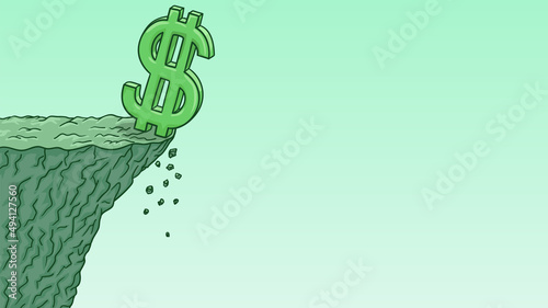 The fall in the value of the dollar. Abstract illustration.