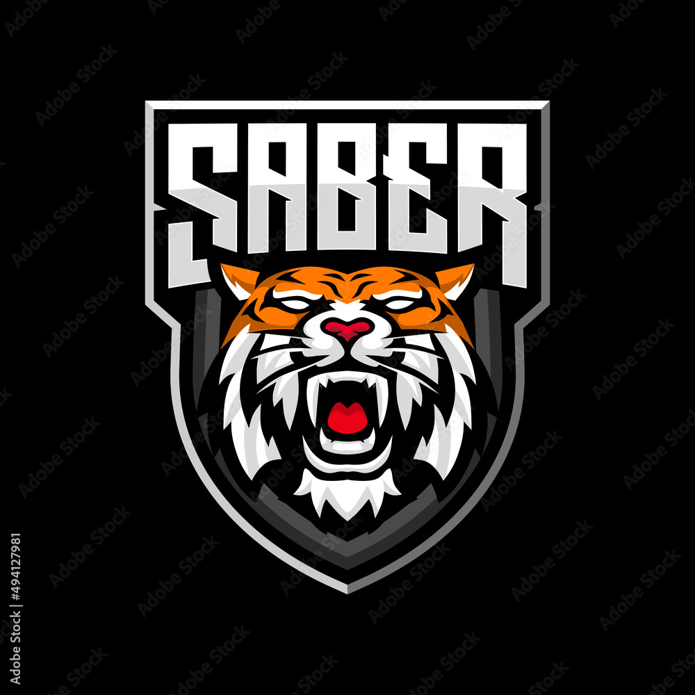 Obraz premium sabertooth mascot logo design