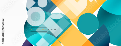 Beautiful abstract background. Circles, triangle shapes, and squares. Minimal geometric template for wallpaper, banner, background or landing