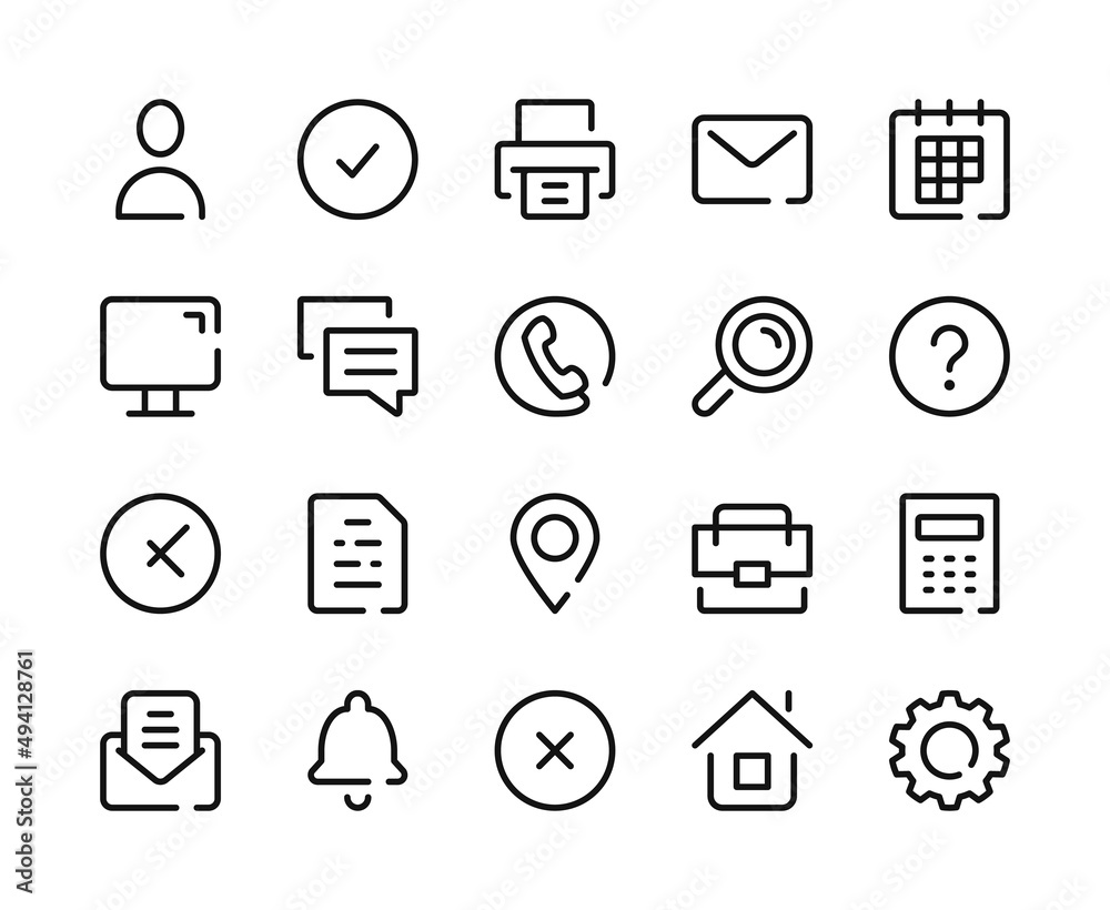 Basic icons. Vector line icons set. UI buttons, essential user interface concepts for web and mobile. Outline symbols, linear graphic elements. Modern design Basic icons. Vector line icons set. UI buttons, essential user interface concepts for web and mobile. Outline symbols, linear graphic elements. Modern design