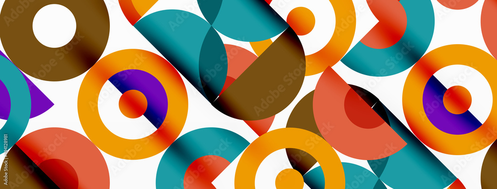 Colorful circle abstract background. Minimal geometric template for wallpaper, banner, presentation