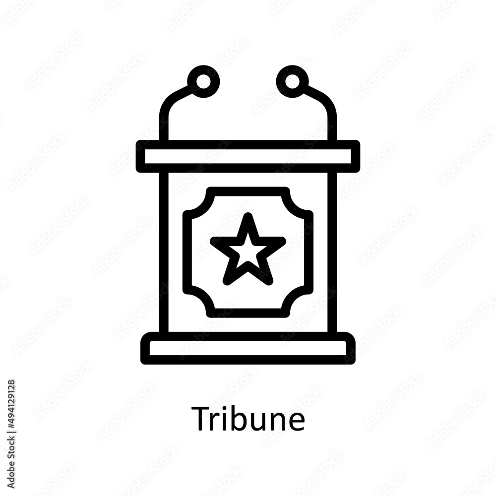 Tribune vector outline icon for web isolated on white background EPS 10 file Tribune vector outline icon for web isolated on white background EPS 10 file