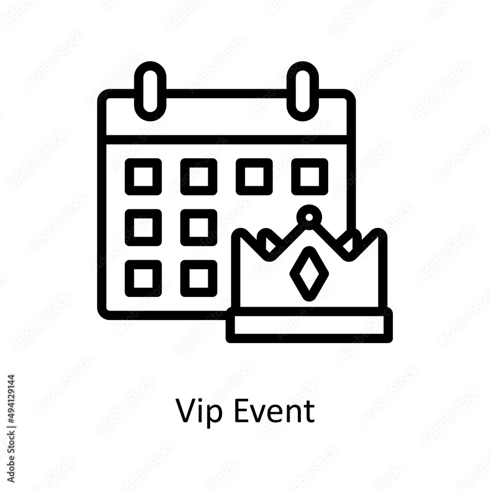 Vip Event vector outline icon for web isolated on white background EPS 10 file Vip Event vector outline icon for web isolated on white background EPS 10 file