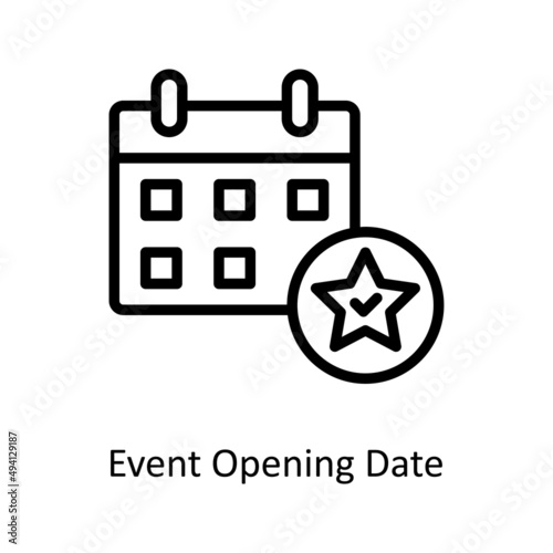 Event Opening Date vector outline icon for web isolated on white background EPS 10 file