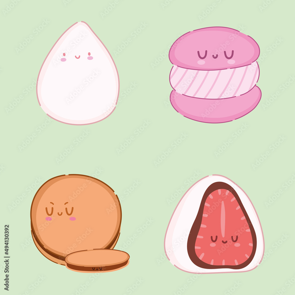 set of kawaii dessert