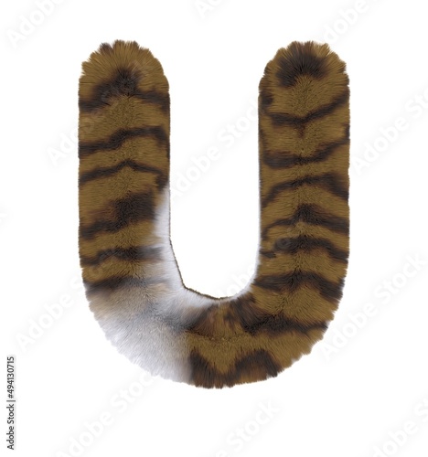 Brown Tabby Cat Themed Font Letter U