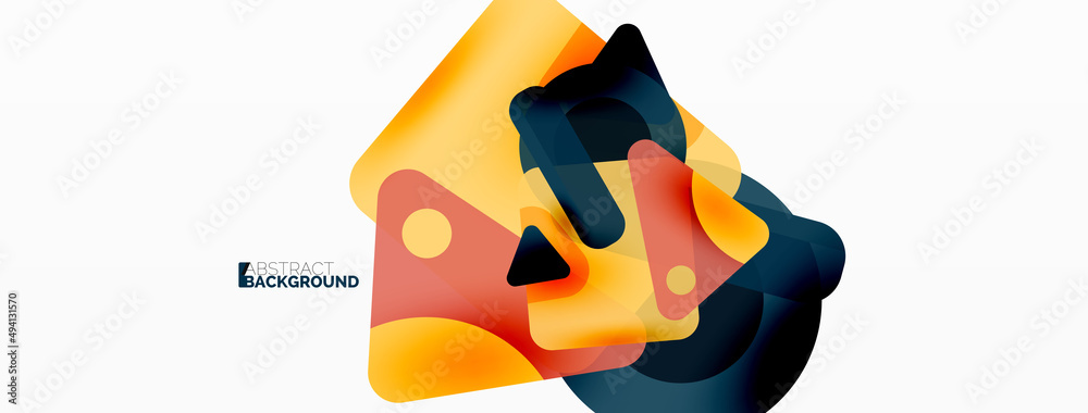 Line, triangle, square and circle primitive composition. Vector geometric minimal abstract background for wallpaper, banner, background, landing page