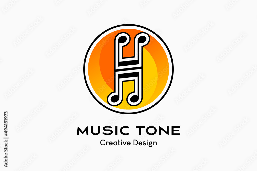Letter h logo design with creative concept with tone icon element in circle. Vector premium