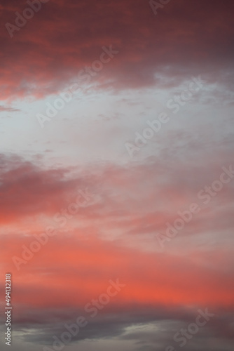 Bright orange, pink sunset sky. Great for replacement in photo editing for dramatic, epic scenic view. 