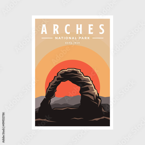 Fotobehang Arches National Park poster vector illustration design