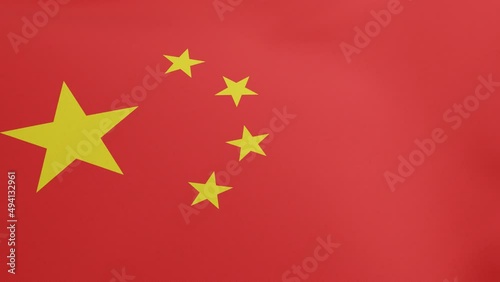 Flag of China waving original size and colors 3D Render, National Flag of the Peoples Republic of China, Five-starred Red Flag, Chinese Communist Revolution photo