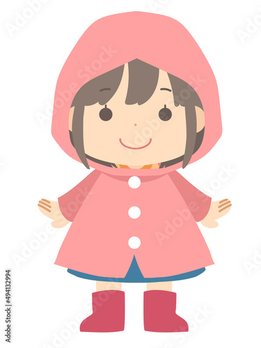 レインコートを着た女の子のイラスト